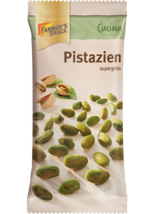 Opakowanie Cucina Pistachios super zielone bez łupiny 50g z logo Farmer's Snack