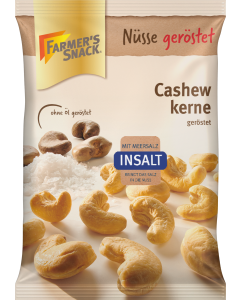 Freestanding packaging of cashew nuts InSalt 125g with Farmer's Snack logo, Insalt and DLG logo