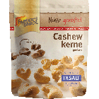 Freigestellte Verpackung von Cashewkernen InSalt 125g mit Farmer's Snack Logo, Insalt- und DLG-Logo