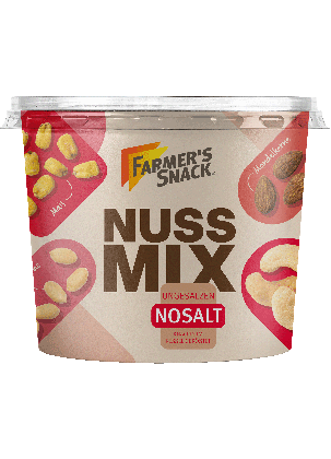 Freigestellte Verpackung von Farmer's Snack Nuss Mix NoSalt Becher 225g