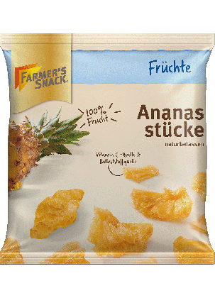 Ananasstuecke naturbelassen mit Farmer's Snack Logo