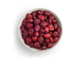 Dried cranberries in white bowl freestanding