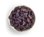 Raisins in white bowl freestanding