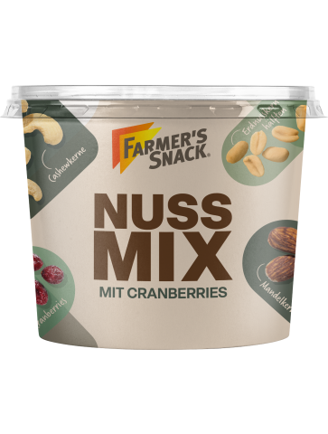 Mezcla de frutos secos Farmer's Snack con arándanos rojos en tarrina de 225 g